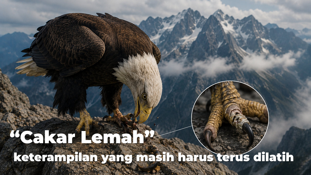Ilustrasi burung elang dengan cakar lemah